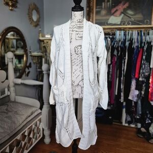 Freshman 1996 White Open-Front Cardigan XS